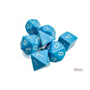Set de 7 dés - OPAQUE - Bleu Clair/Blanc
