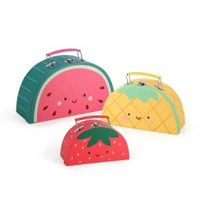 Set de 3 valisettes gigognes en carton, Les fruits gourmands - Sarah Betz