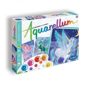 Aquarellum pégases : Tous les adeptes de la mythologie grecque, seront ravis de pouvoir peindre, sans pouvoir dépasser, ces trois magnifiques pégases.