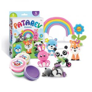 patarev kawai : Avec ce coffret et ses 5 pots de Patarev, modelez d'adorables animaux kawaii avec une pâte à modeler créative à la texture unique qui durcit à l’air libre !