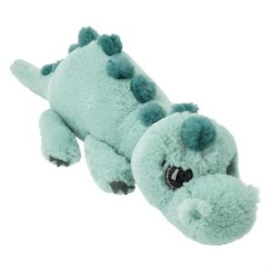 Dino peluche allongé vert clair