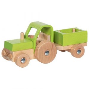 tracteur et remorque en bois de la marque Goki